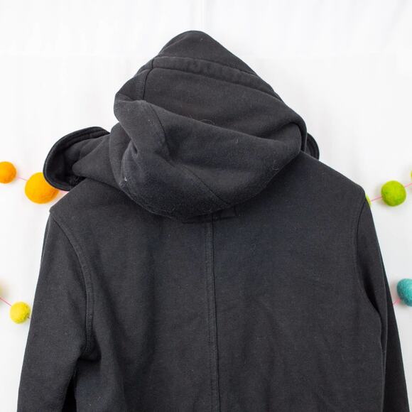 Hurley Black Sweatshirt Jacket Detachable Hood Snap Up Shacket Small Women's - Picture 4 of 6